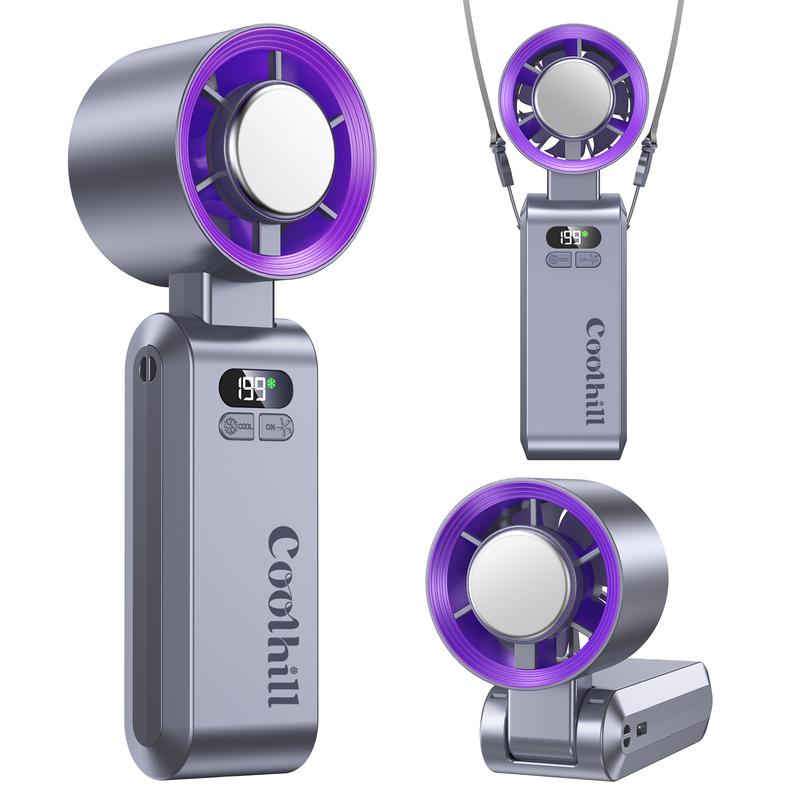 CoolHill ice fan Portable Handheld High Speed Fan 199 Adjustable Levels Foldable for Summer Travel Vacation Essentials& Outdoor Activities cool fan