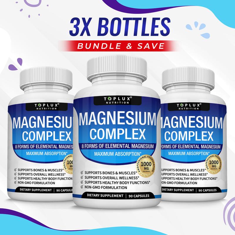Magnesium Complex 8 Essential Magnesium Supplement - 3 Pack Bundle