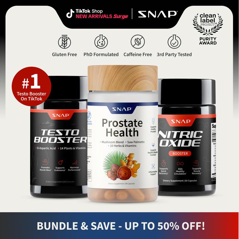 Ultimate Men's Health Trio - Testo Booster + Prostate Health + Nitric Oxide Booster - Supports Testosterone Production - D-Aspartic Acid & 14 Plants - 3rd Party Tested - Boost Blood Flow & Stamina - Muscle Mass & Performance Booster
