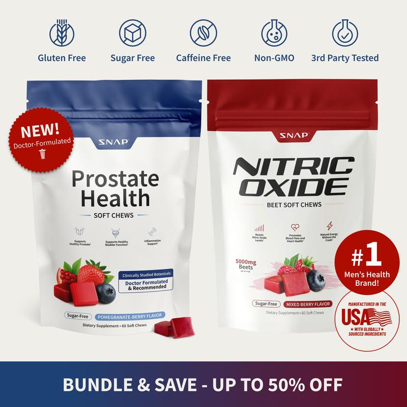 NEW! Prostate Health and Nitric Oxide Chews - Inflammation Support - Urinary & Bladder Function - Supports Blood Flow & Energy - Male Reproductive Health - Antioxidants - Supports Healthy DHT levels - Mixed Berry Flavor - Medicinal Mushrooms & Botanicals